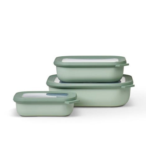 Cirqula Multi-Purpose Rectangle Container Set with Lids (Set of 3)