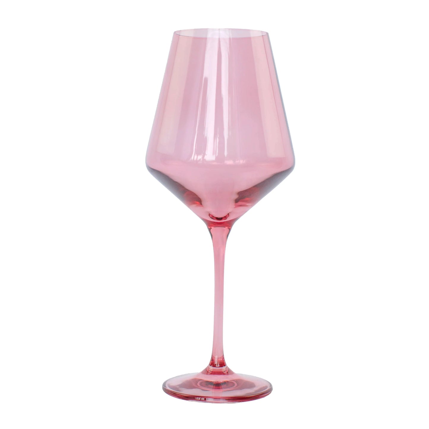 Handblown Rose Pink Colored Wine Glass