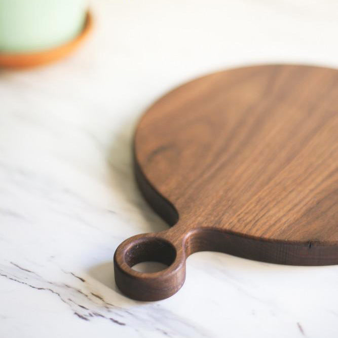 Solid Walnut Wood Round Cutting or Serving Board