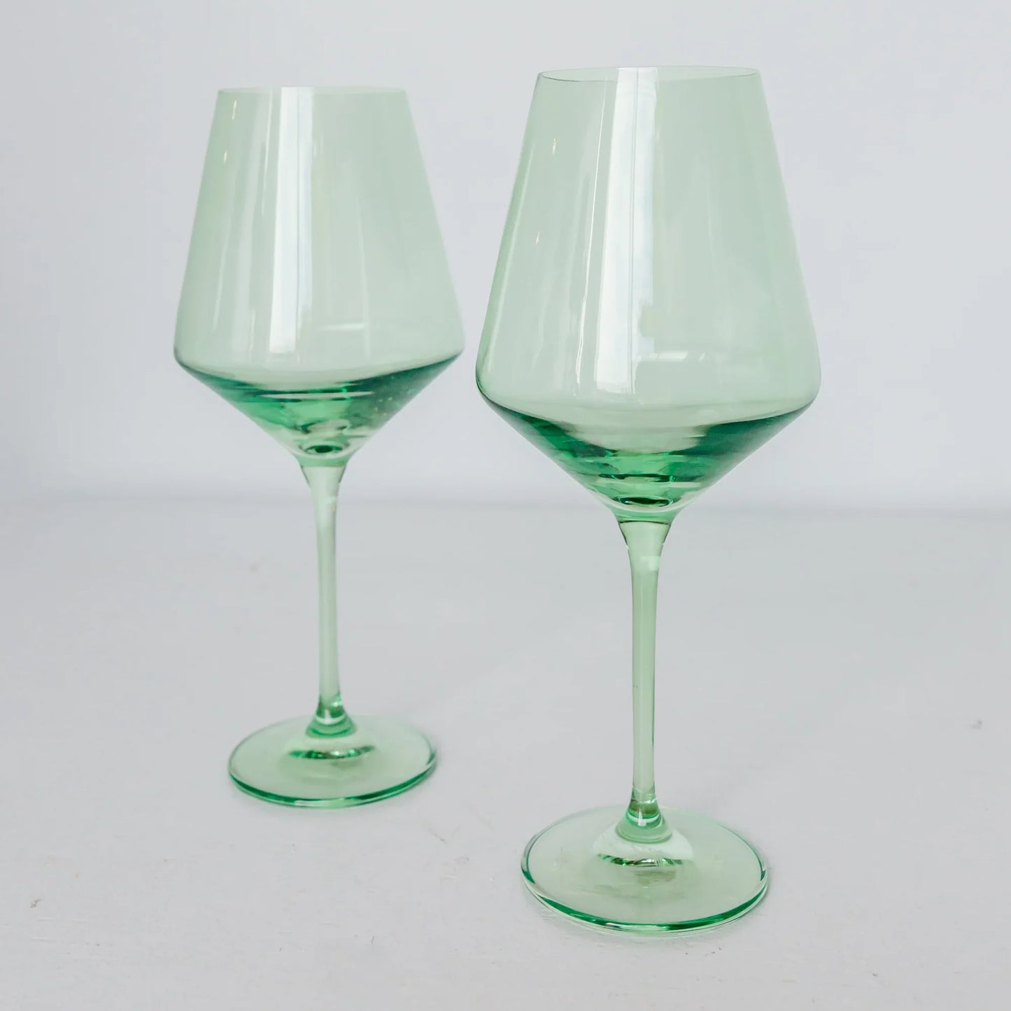 Handblown Mint Green Colored Wine Glass