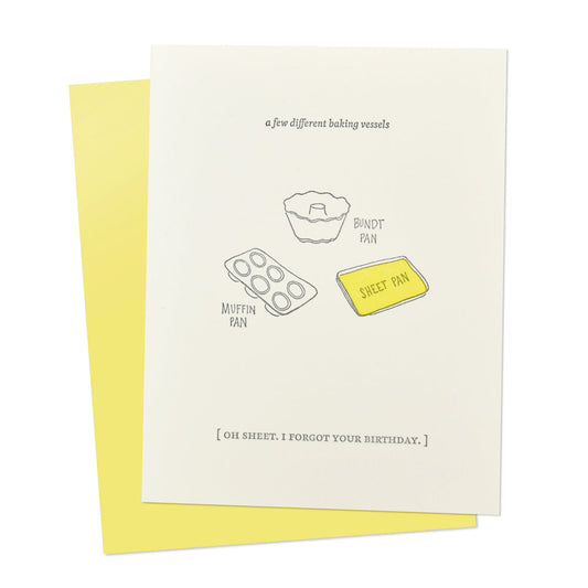 Oh Sheet, I Forgot Your Birthday Sheet Pan Greeting Card