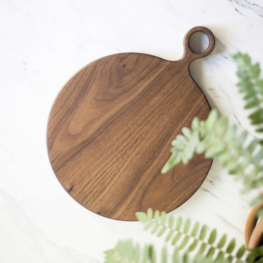 Solid Walnut Wood Round Cutting or Serving Board